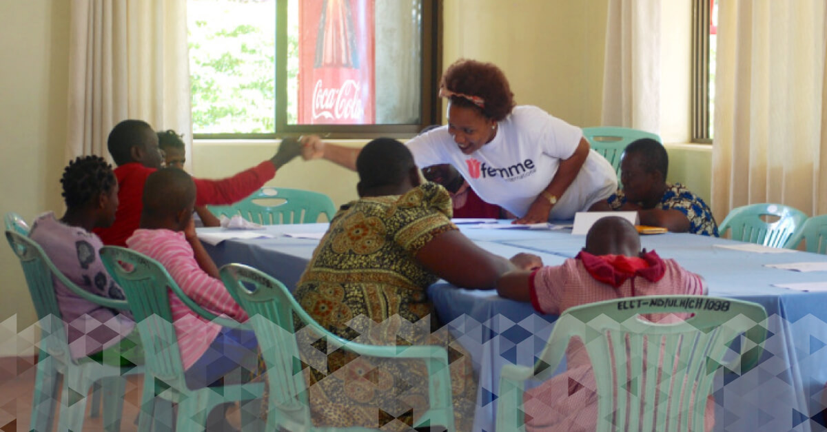 Young women and girls with disabilities learn about feminine hygiene in Tanzania.