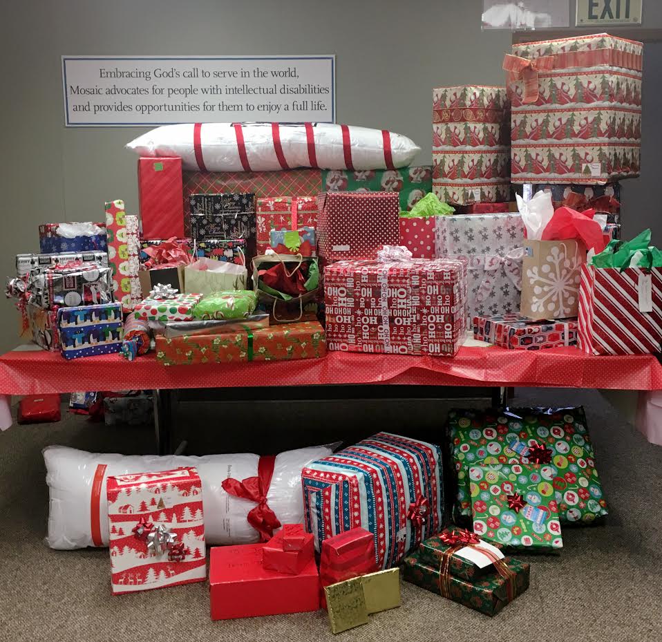 A table full of gifts from the Mosaic Angels