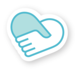 Turquoise blue heart formed out of two interlocking hands